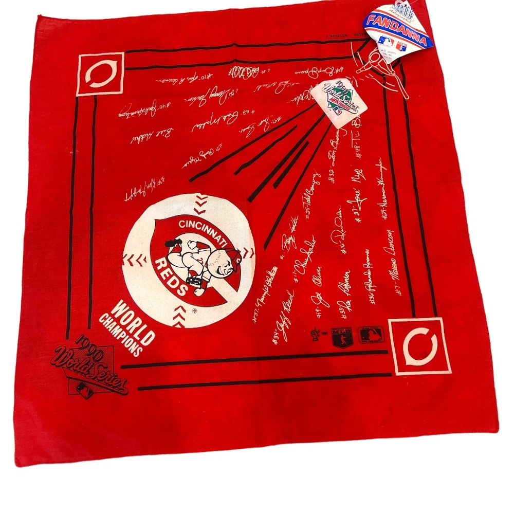 Cincinnati Reds VTG MLB RARE champions 1990 World Series bandanna NWT Baseball